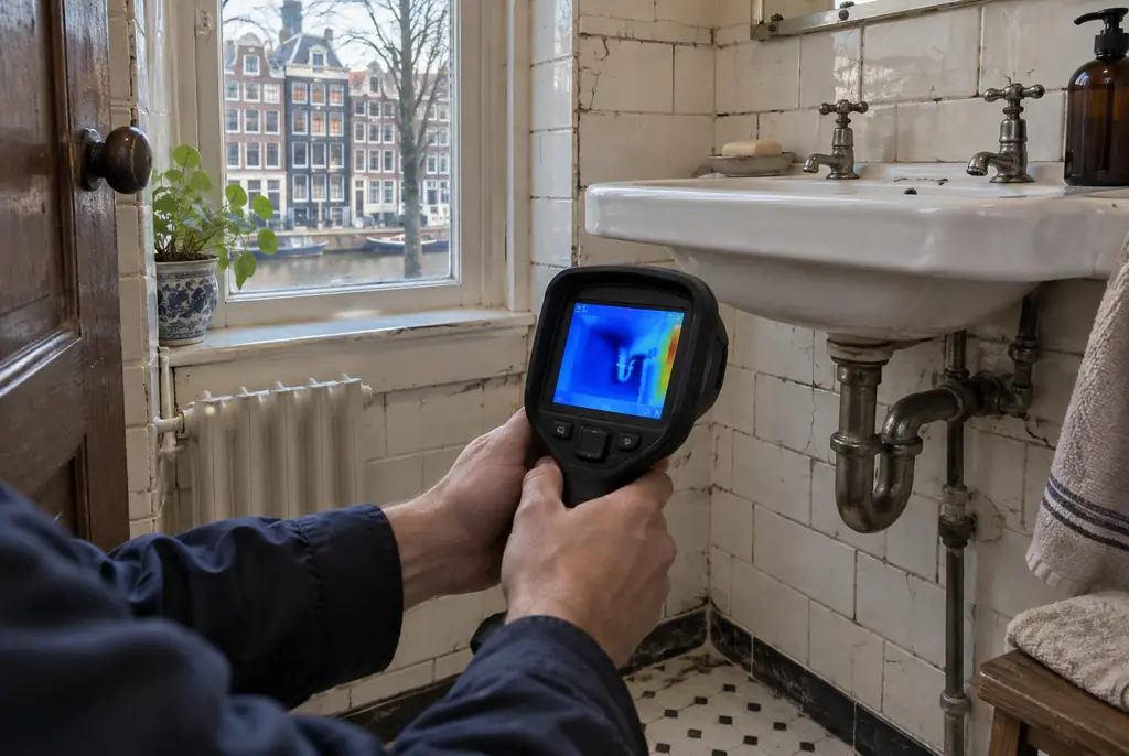 Lekdetectie Zeewolde – badkamer met oude leidingen achter de tegels