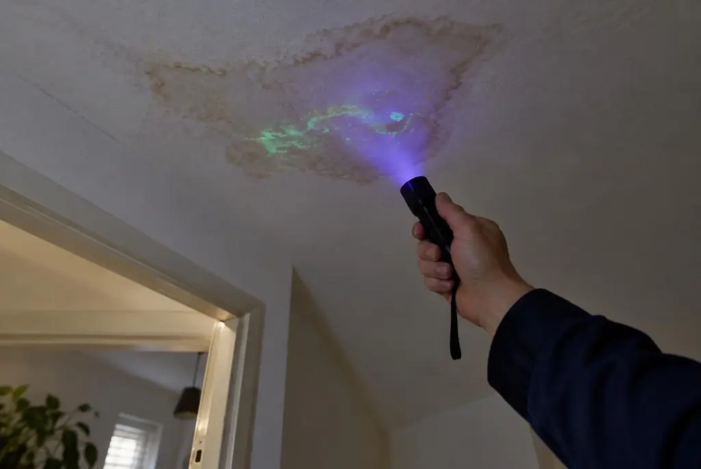 Lekdetectie Zeewolde – kleurstof controleren op het plafond met uv-licht
