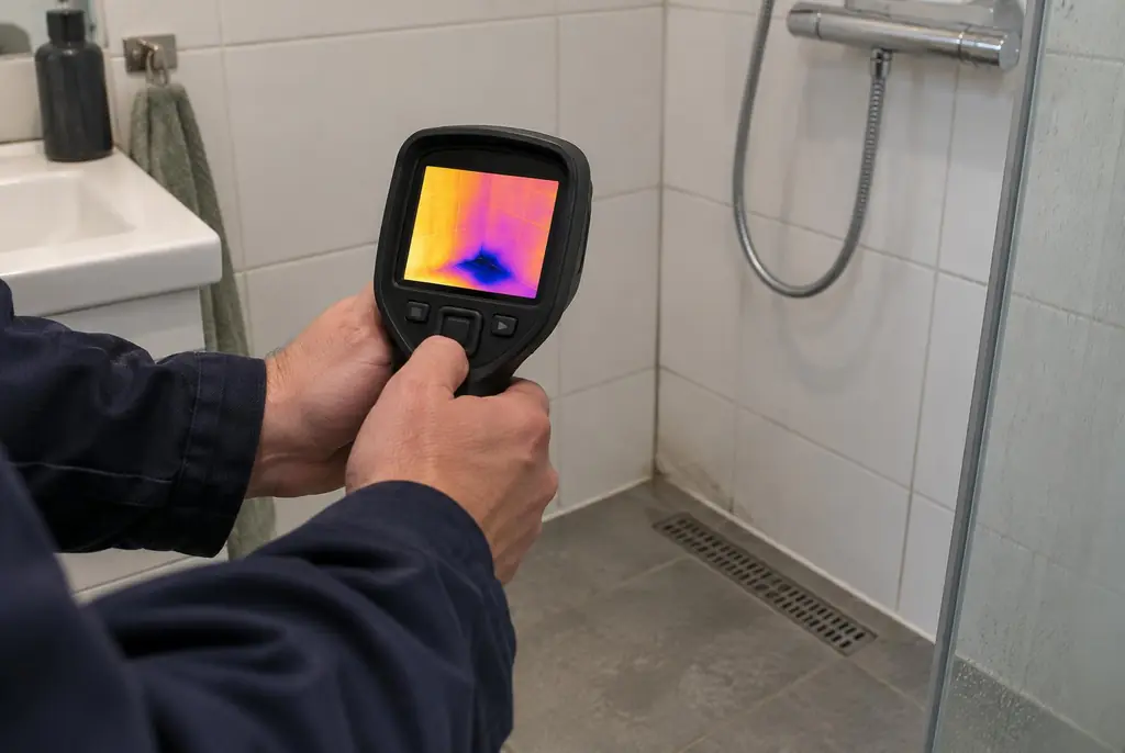 Lekdetectie Zeewolde – lekdetectiespecialist met warmtebeeldcamera in een badkamer