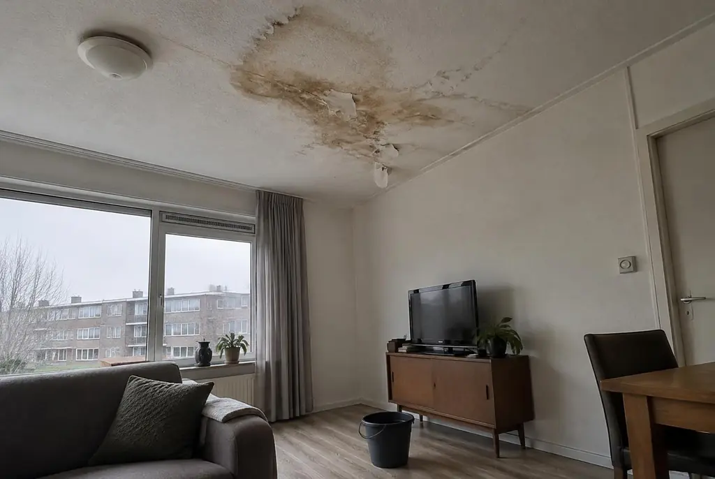 Lekdetectie Zeewolde – vochtplek op het plafond onder een badkamer